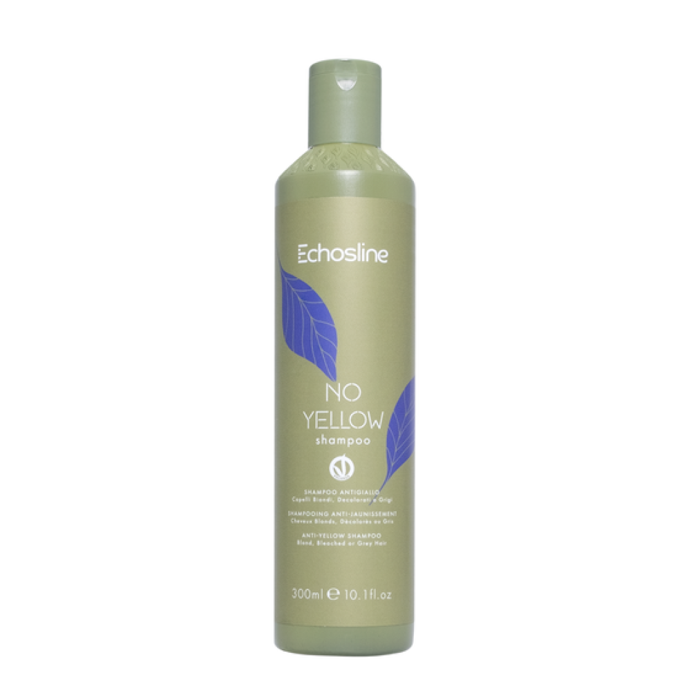 ECHOSLINE NO YELLOW Shampoo - Shampooing neutralisant les reflets jaunes pour cheveux clairs, décolorés ou gris, 300 ml (24506)