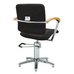 Fauteuil de coiffure London B, accoudoirs en chêne ou noirs