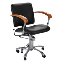 Fauteuil de coiffure London D avec accoudoirs en chêne / accoudoirs noirs