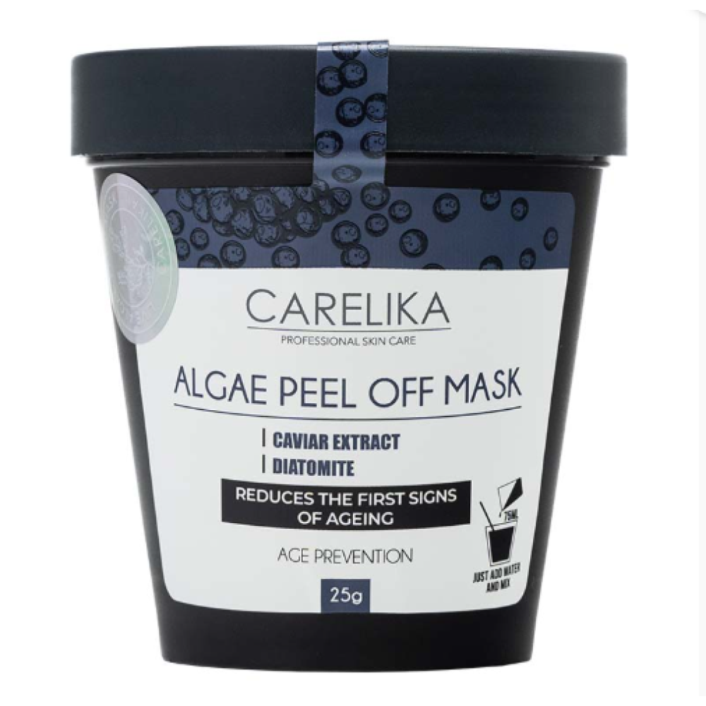 CARELIKA Algea Peel Off Mask Caviar Extract – Masque peel-off filmogène aux extraits de caviar pour une peau éclatante et lumineuse, 25 g