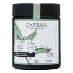 CARELIKA Shaker Masque Crème Prébiotique à l'Argile Verte — Masque crème matifiant aux prébiotiques et à l'argile verte, 15 g