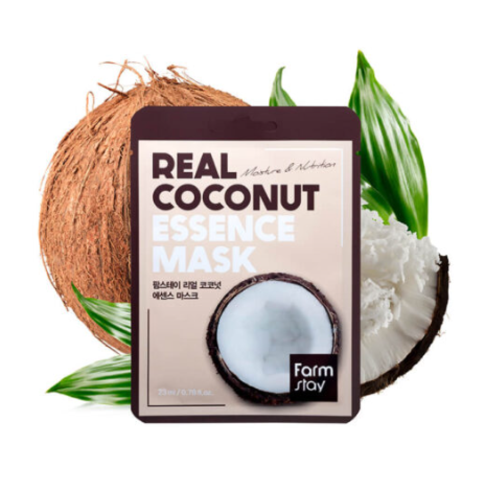 FarmStay Real Coconut Essence Mask – Masque visage en tissu hydratant anti-âge