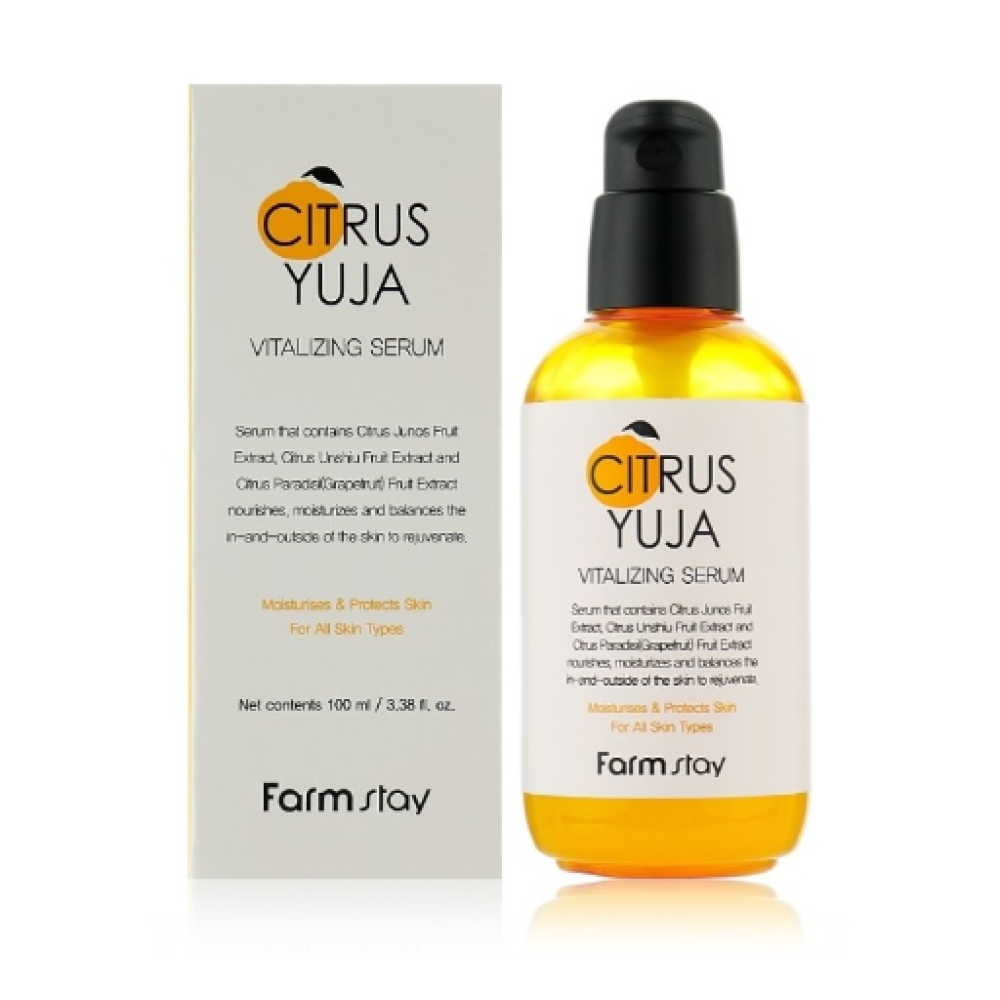 FarmStay Citrus Yuja Vitalizing Serum – Sérum visage rafraîchissant et revitalisant, 100 ml (692182)