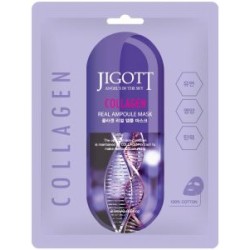 Jigott Collagen Real Ampoule Mask – Masque en tissu pour le visage, 27 ml