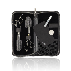 Lameo STAGE PRO SET OFFSET BLACK - Kit professionnel de ciseaux de coiffure avec étui