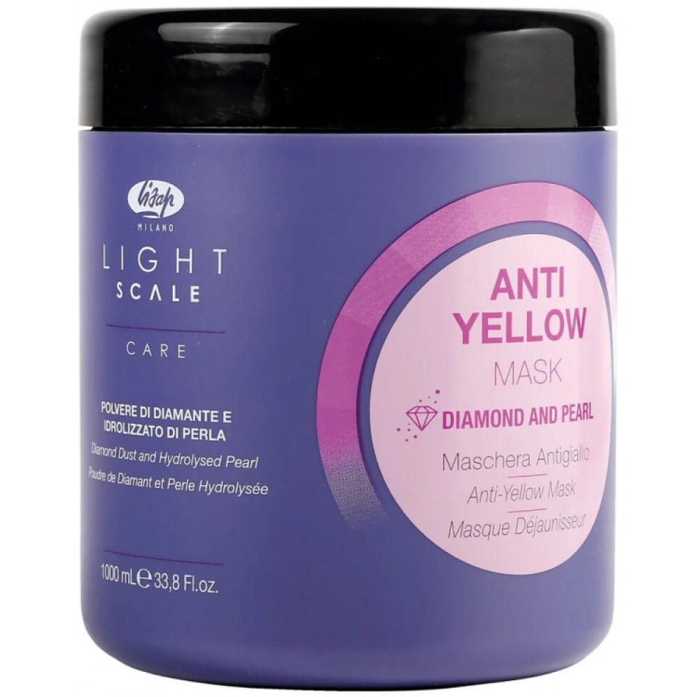 Lisap Milano Masque Light Scale Anti-jaune pour cheveux blonds, décolorés ou naturellement gris, 1000 ml (100950)