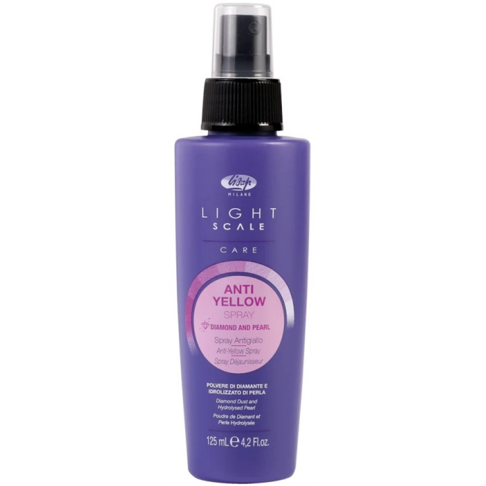 Lisap Milano Anti-Yellow Light Scale Spray — Spray pour cheveux blonds, décolorés ou naturellement gris, 125 ml (300030)