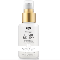 Lisap Milano Top Care ELIXIR Renew Oil – Huile hydratante pour cheveux traités chimiquement et abîmés, 50 ml