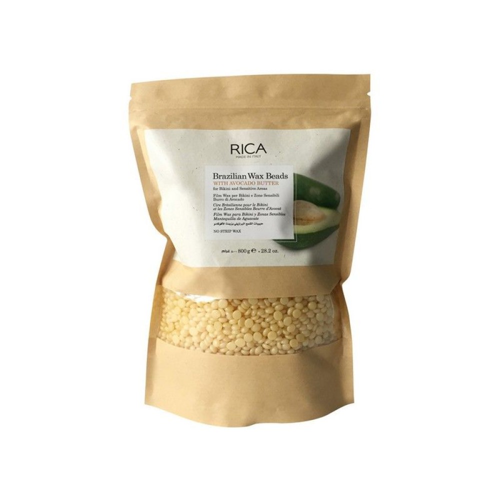 Perles de cire RICA Brazilian Avocado – cire filmante à l'huile d'avocat, 800 g (CGOBAV8)