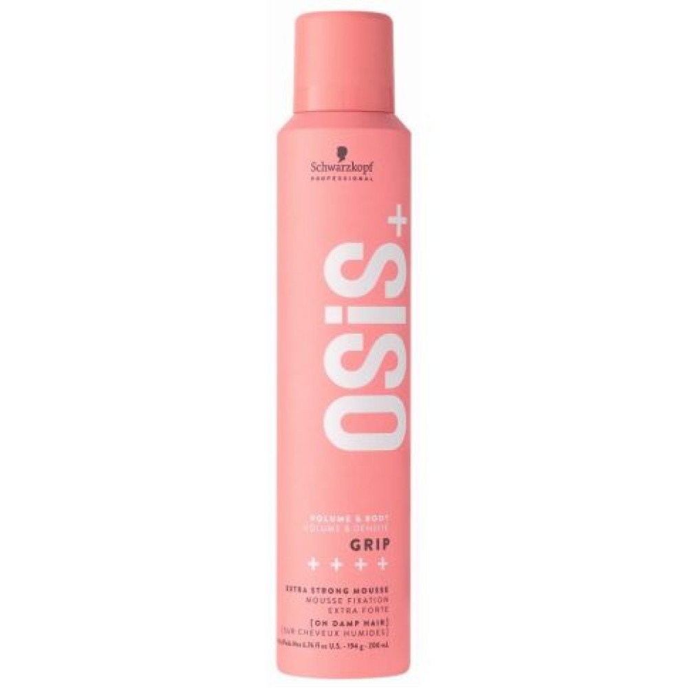 Schwarzkopf Professional OSIS+ Grip Mousse Extra Strong - Mousse coiffante tenue extra longue, 200 ml (NHK4474)