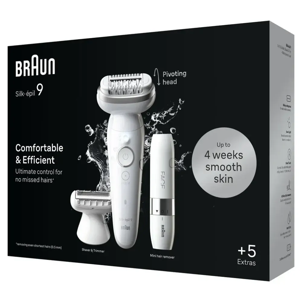 BRAUN Silk-épil 9 Épilateur + mini-rasoir pour le visage