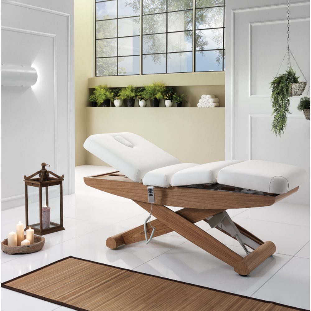 Une table de massage électrique professionnelle à trois moteurs avec fonction de chromothérapie COLONIAL WOOD SPA (376.001)