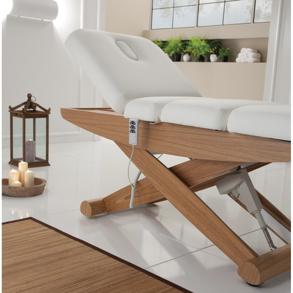 Une table de massage électrique professionnelle à trois moteurs avec fonction de chromothérapie COLONIAL WOOD SPA (376.001)