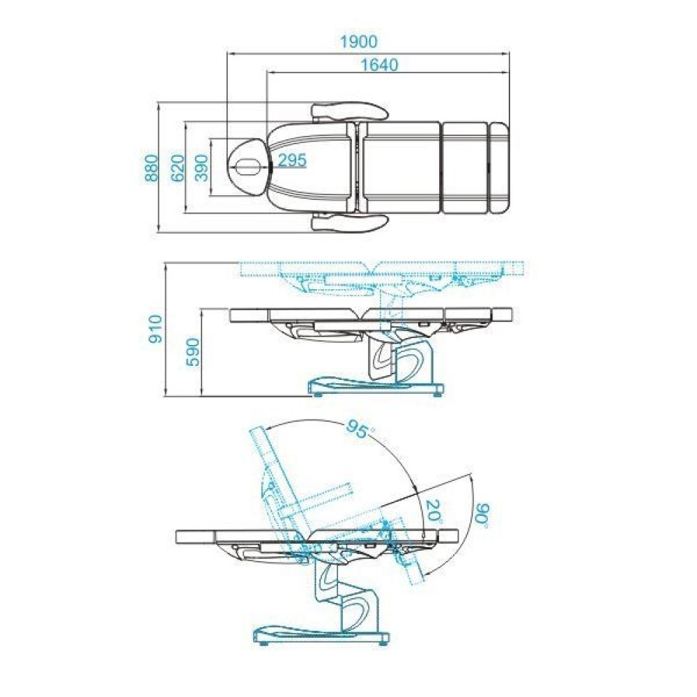 Table de soins électrique Azzurro 708A à 4 moteurs, blanche (109094)