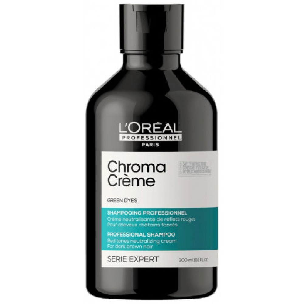L'Oréal Professionnel Serie Expert Chroma Crème Green Shampoo – Shampooing aux pigments verts, 300 ml