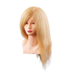 Tête de mannequin Louisa, blonde — cheveux naturels, 40 cm