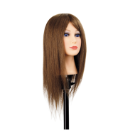 Tête à coiffer Chiara, brune — cheveux naturels, 35-40cm