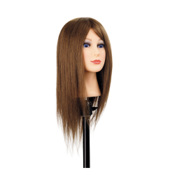Tête à coiffer Chiara, brune — cheveux naturels, 35-40cm