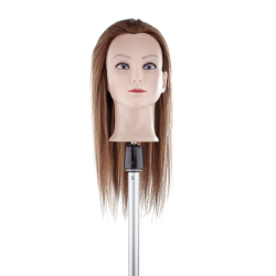 Tête à coiffer Chloe, brune — cheveux naturels, 50 cm