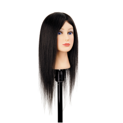 Tête à coiffer Katya, brune — cheveux naturels, 35-40cm