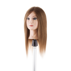 Tête à coiffer Emily, brune — cheveux naturels, 35-40cm