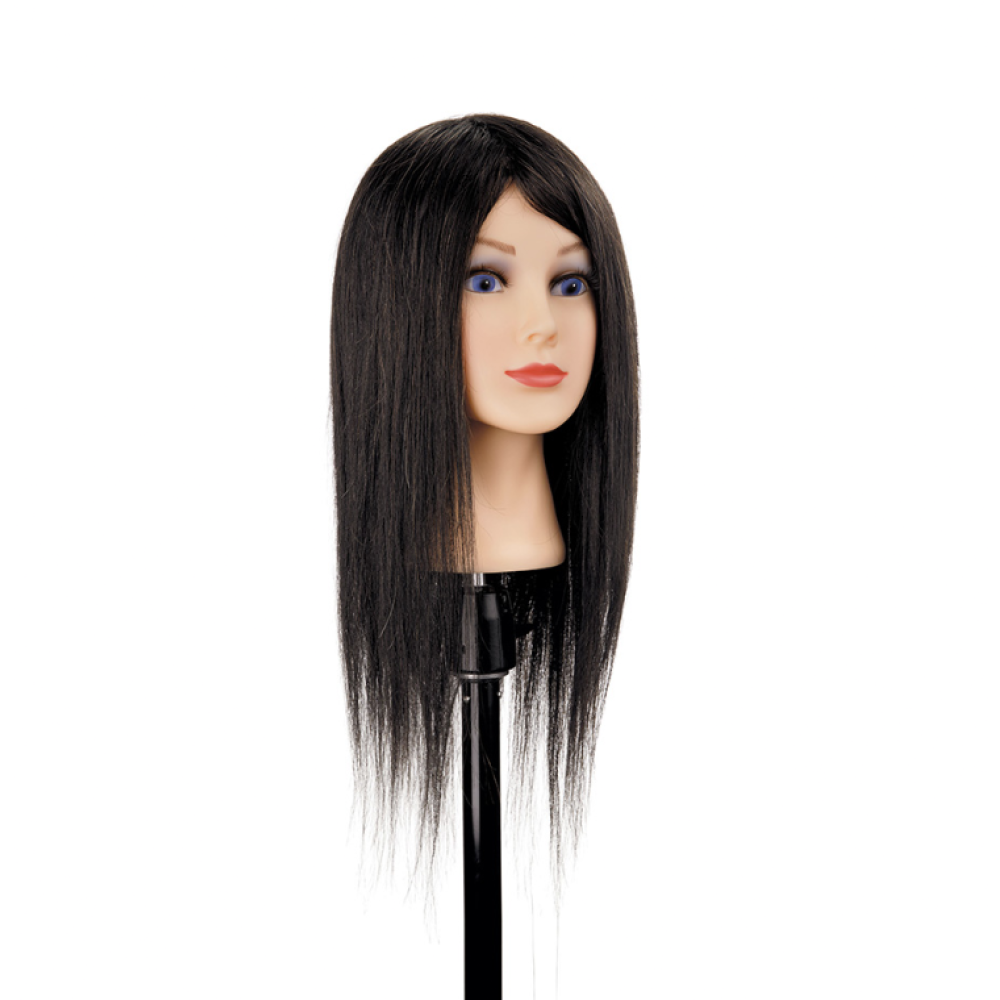 Tête à coiffer Milana, brune — cheveux naturels, 45-50cm (401.808)