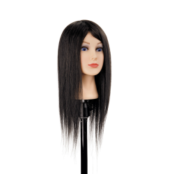 Tête à coiffer Milana, brune — cheveux naturels, 45-50cm
