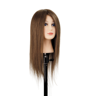 Tête à coiffer Sophie, brune — cheveux naturels, 45-50cm