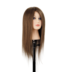 Tête à coiffer Sophie, brune — cheveux naturels, 45-50cm