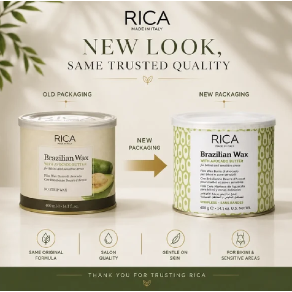 RICA Brazilian Avocado Wax — cire brésilienne solide à l’avocat, 400 ml (CDAV4)