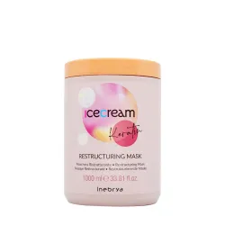 Inebrya Ice Cream Keratin Restructuring Mask - Masque restructurant et fortifiant à la kératine, 1000 ml