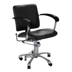 Fauteuil de coiffure London D avec accoudoirs en chêne / accoudoirs noirs