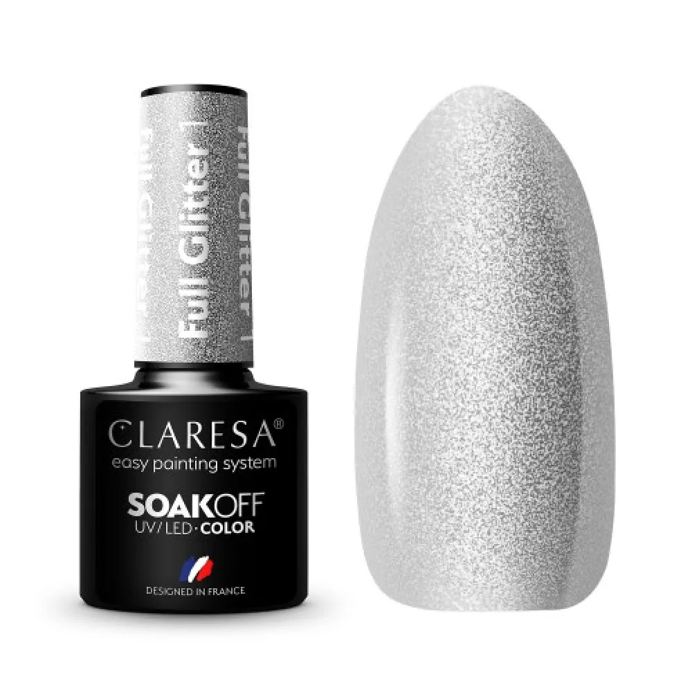 CLARESA Full Glitter 1 - Vernis gel pailleté, 5 ml