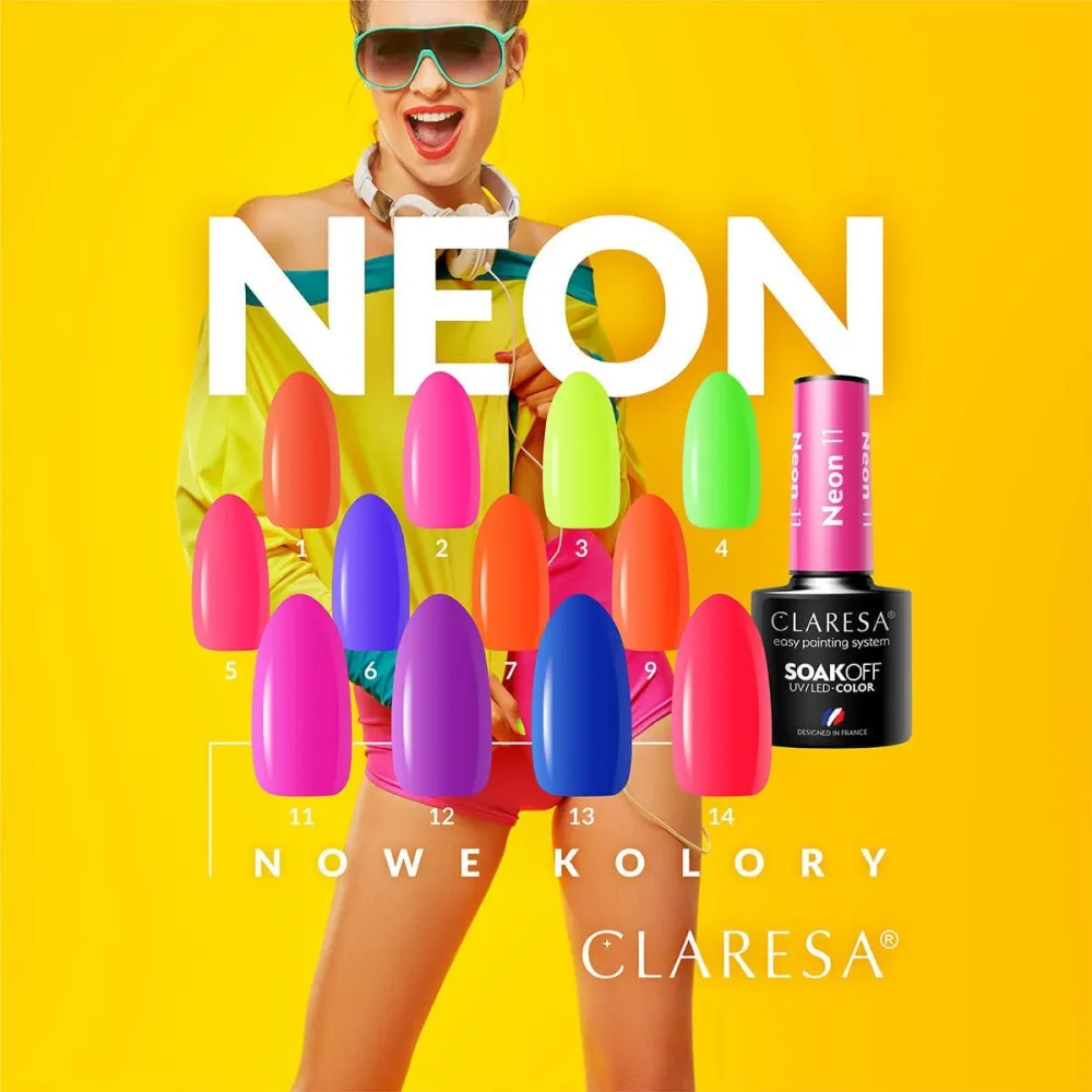 CLARESA NEON 2 - Vernis gel néon pour ongles, 5 ml