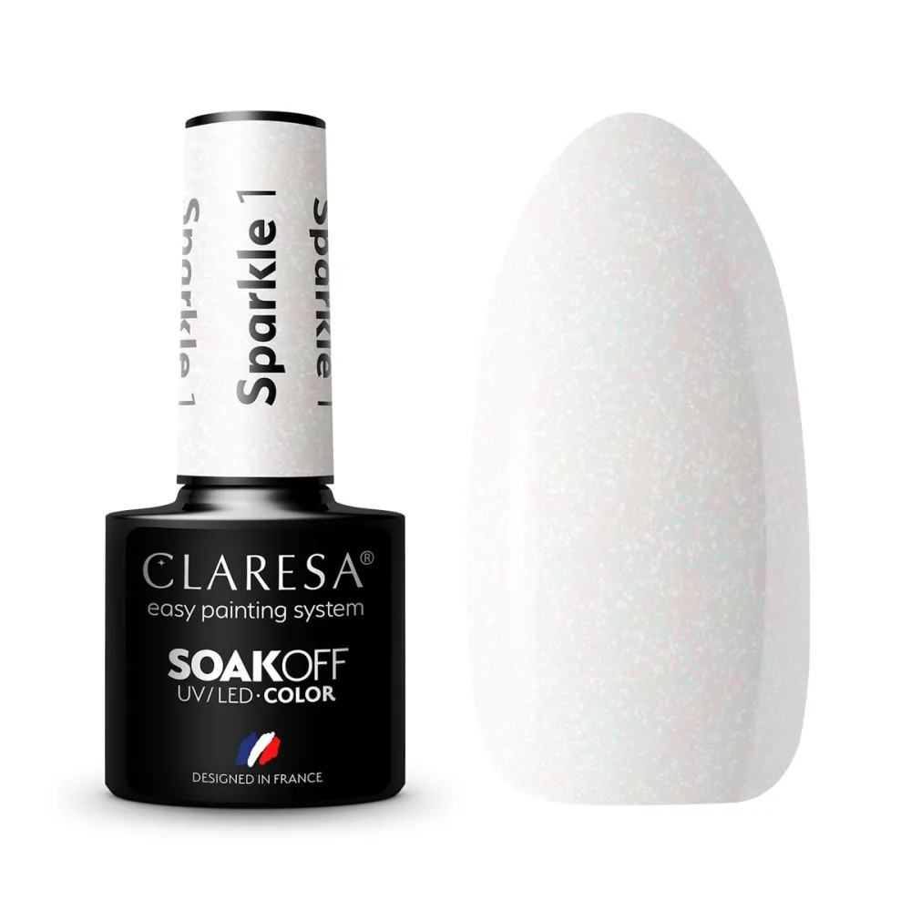 CLARESA Sparkle 1 - Vernis gel pailleté pour ongles, 5 ml