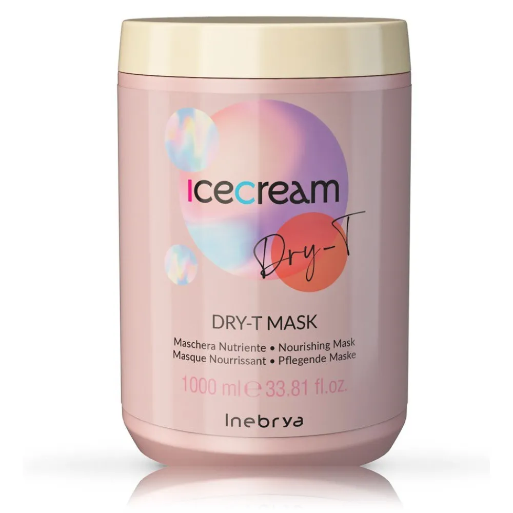 Inebrya Ice Cream Dry-T Mask — Masque nourrissant pour cheveux secs et abîmés, 1000 ml
