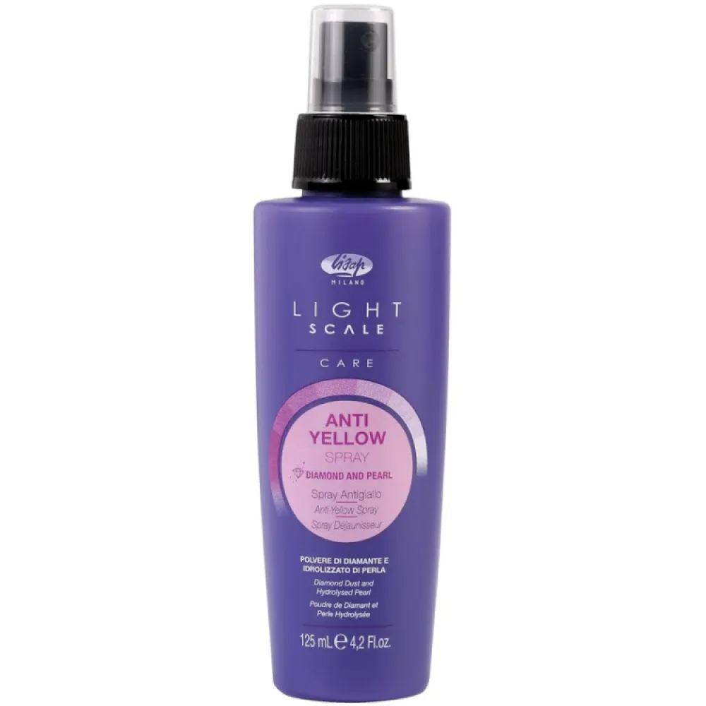 Lisap Milano Anti-Yellow Light Scale Spray — Spray pour cheveux blonds, décolorés ou naturellement gris, 125 ml