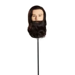 Tête de mannequin Max avec cheveux naturels et barbe, 25 cm