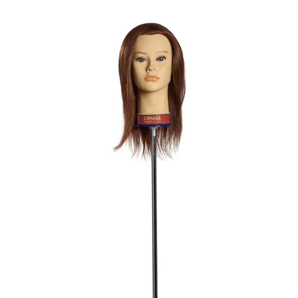 Tête de mannequin Adina, cheveux naturels, 35 cm