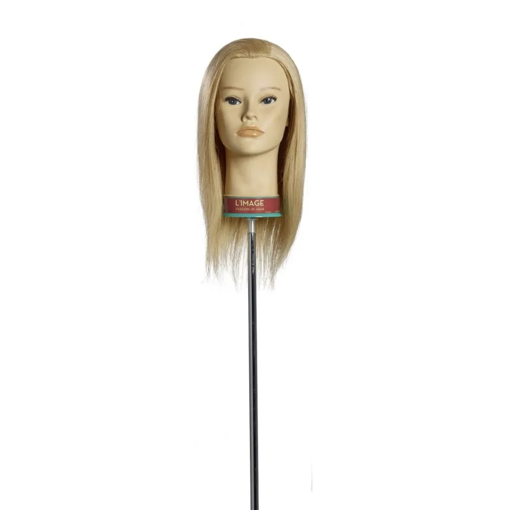 Tête de mannequin Claudia avec cheveux naturels – 35 cm