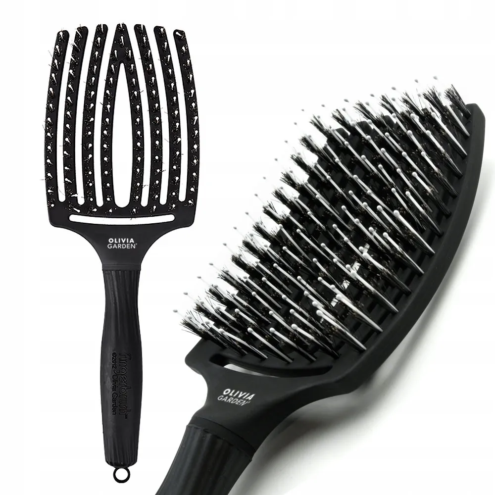 Olivia Garden Fingerbrush Combo Large Noir - Brosse à cheveux