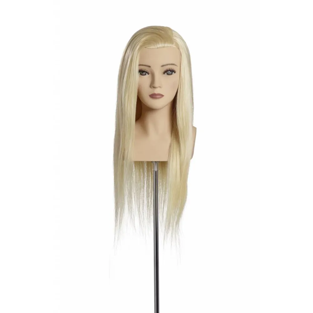 Tête de mannequin Elena avec cheveux 100 % naturels — 50 cm