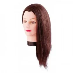 Tête de mannequin Emma (brune) — cheveux naturels, 40 cm