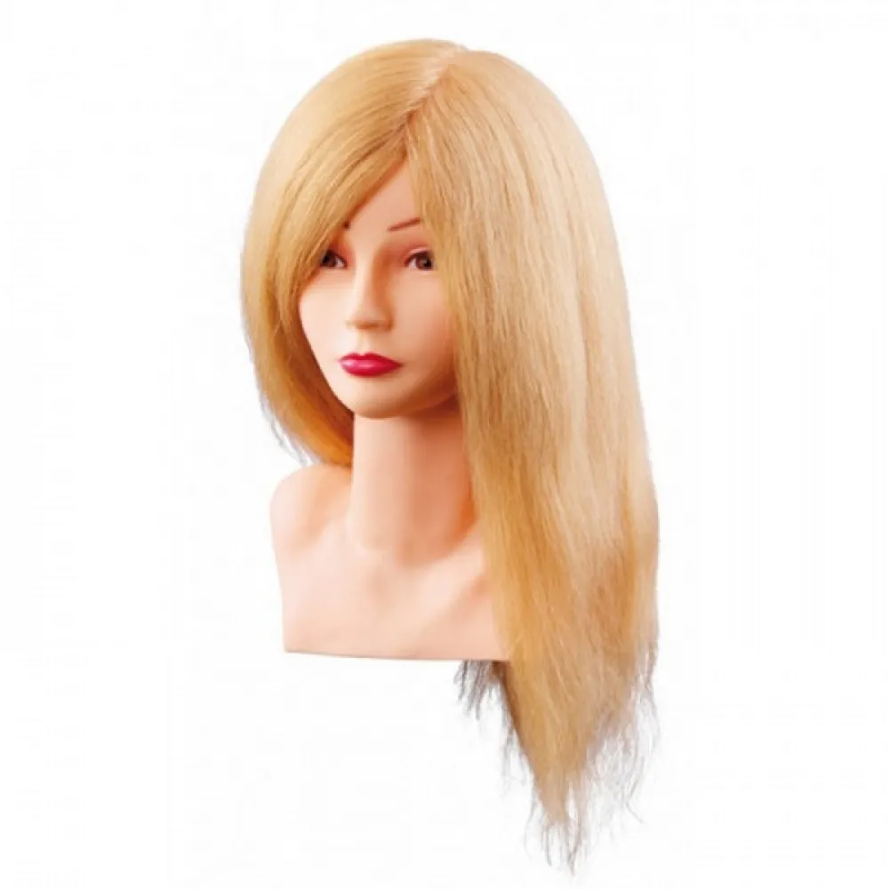 Tête de mannequin Louisa, blonde — cheveux naturels, 40 cm
