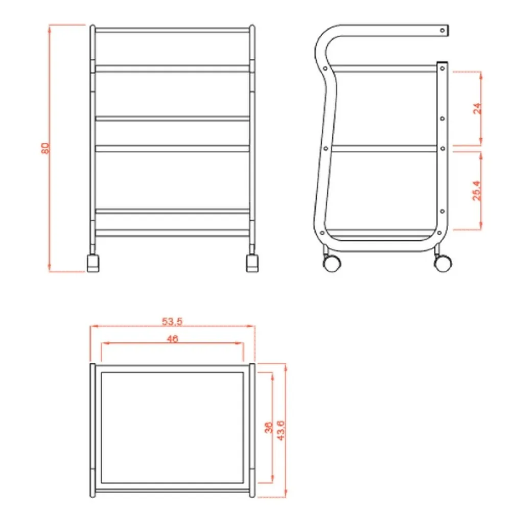 Chariot d'atelier à 3 étagères