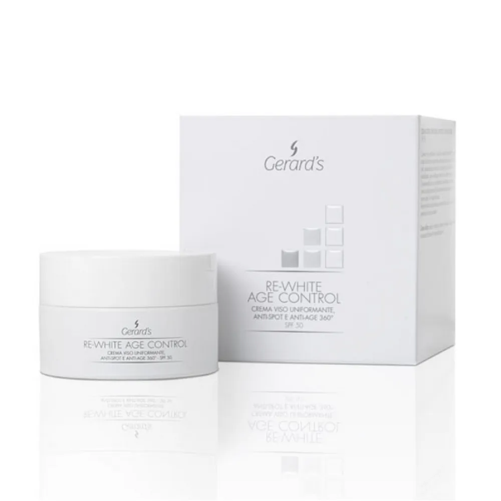 GERARD'S RE-WHITE AGE CONTROL Crème visage unifiante anti-taches et anti-âge SPF 50, 50 ml