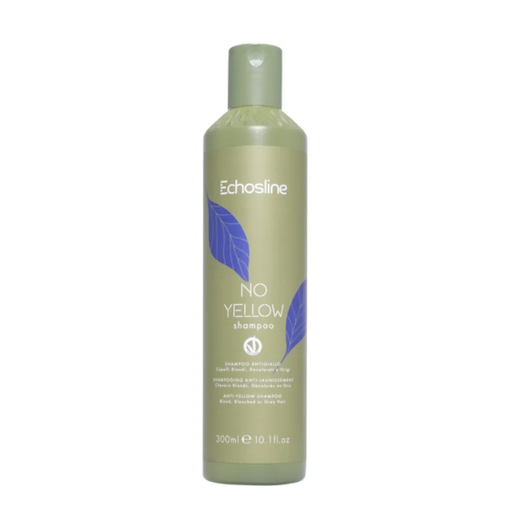 ECHOSLINE NO YELLOW Shampoo - Shampooing neutralisant les reflets jaunes pour cheveux clairs, décolorés ou gris, 300 ml