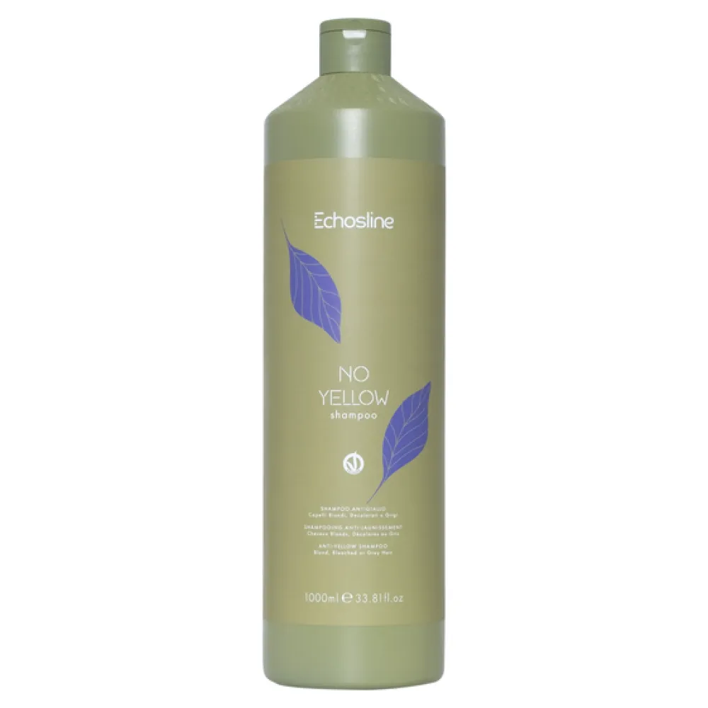 ECHOSLINE NO YELLOW Shampooing - neutralise les tons jaunes pour cheveux blonds, décolorés ou gris, 1000 ml