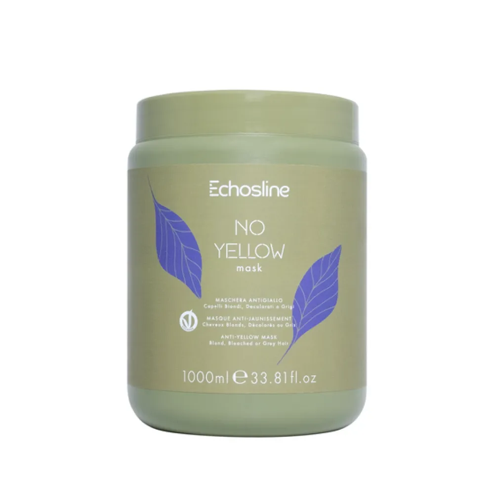 ECHOSLINE NO YELLOW Mask - Masque neutralisant les reflets jaunes pour cheveux clairs, décolorés ou gris, 1000 ml