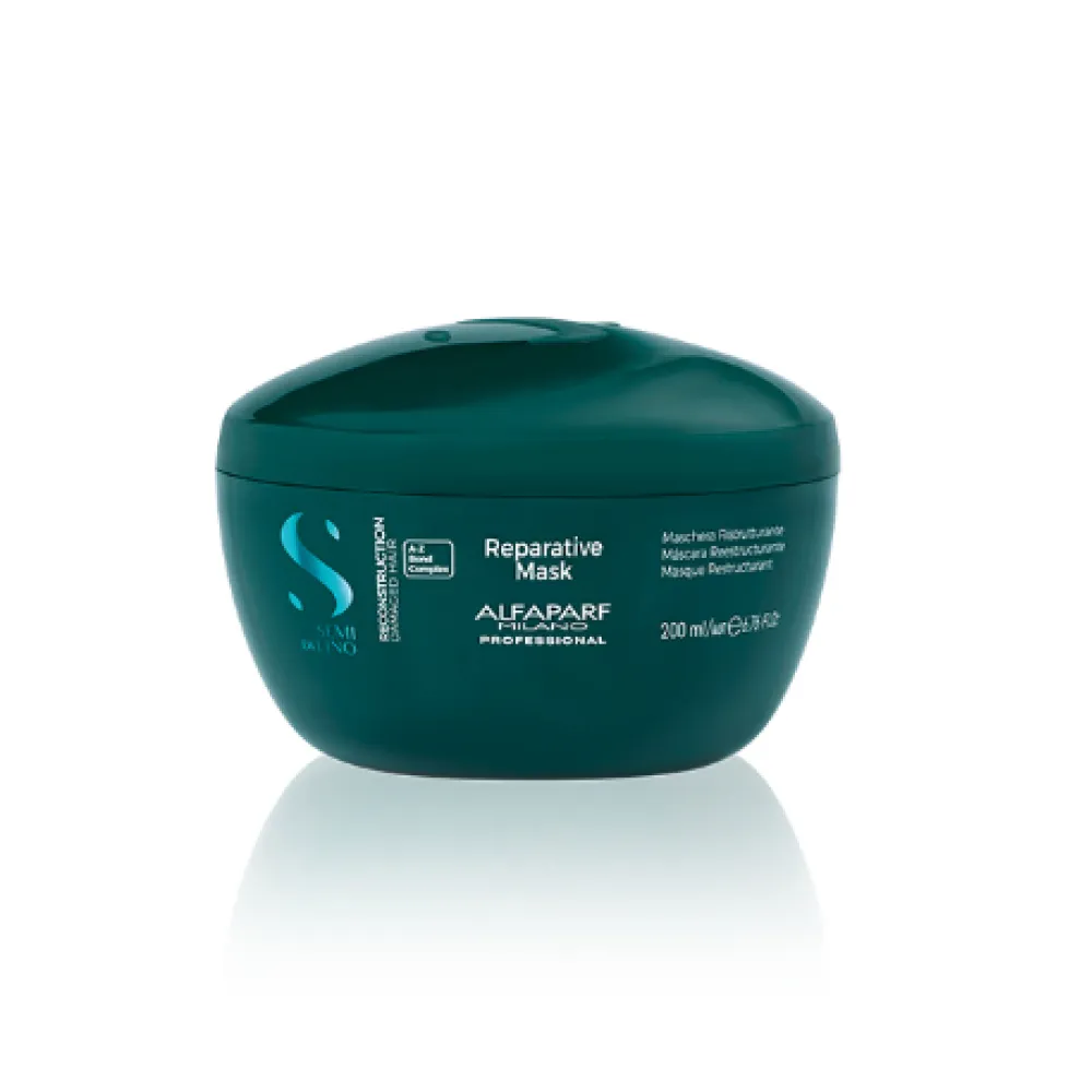 ALFAPARF Milano Semi Di Lino RECONSTRUCTION Mask - Masque reconstructeur pour cheveux abîmés et épais, 200 ml